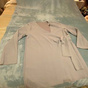 DOVE GRAY LONG SLEEVE WRAP SWEATER/TOP SZ L/XL